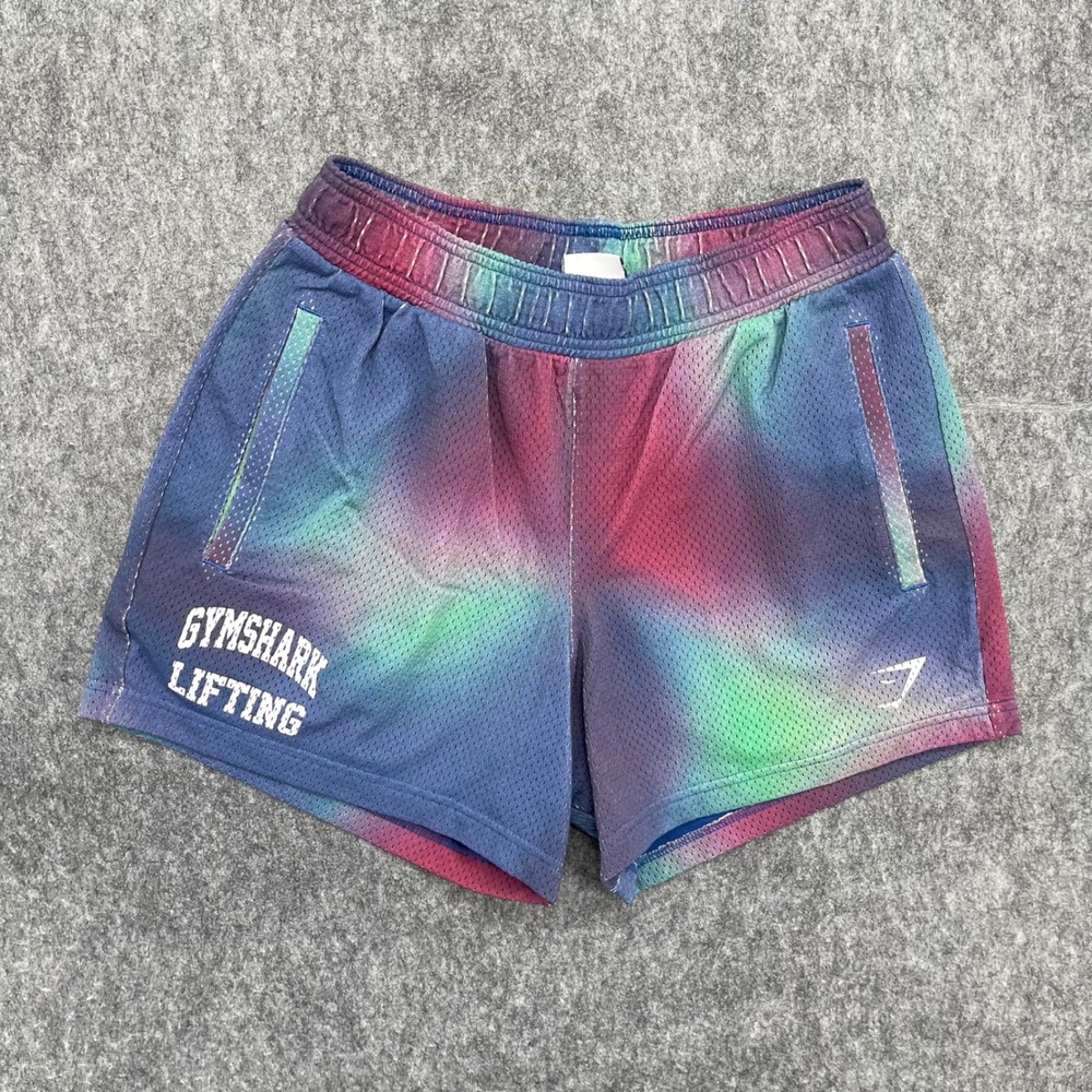 Gymshark Mesh Shorts Mens Small Multi Color Galaxy Print Blue Purple Pink 5887